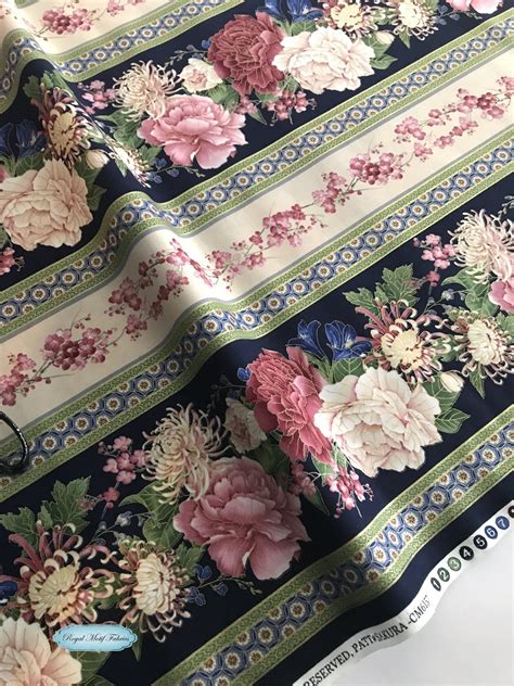 timeless treasures metallic sakura 11 flower stripe navy fabric|timeless treasures quilt fabric.